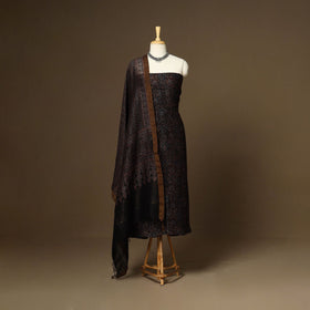 Black - 2pc linen silk natural dyed unstitched dress