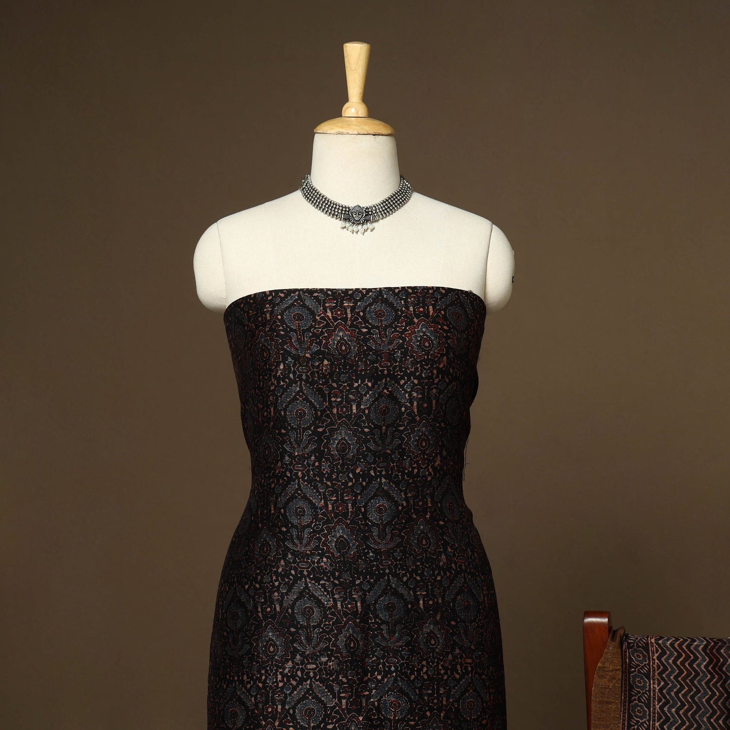 Black - 2pc linen silk natural dyed unstitched dress