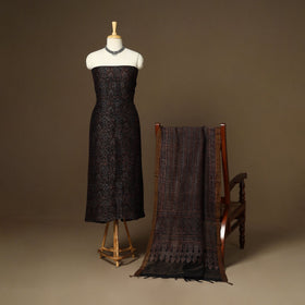 Black - 2pc linen silk natural dyed unstitched dress