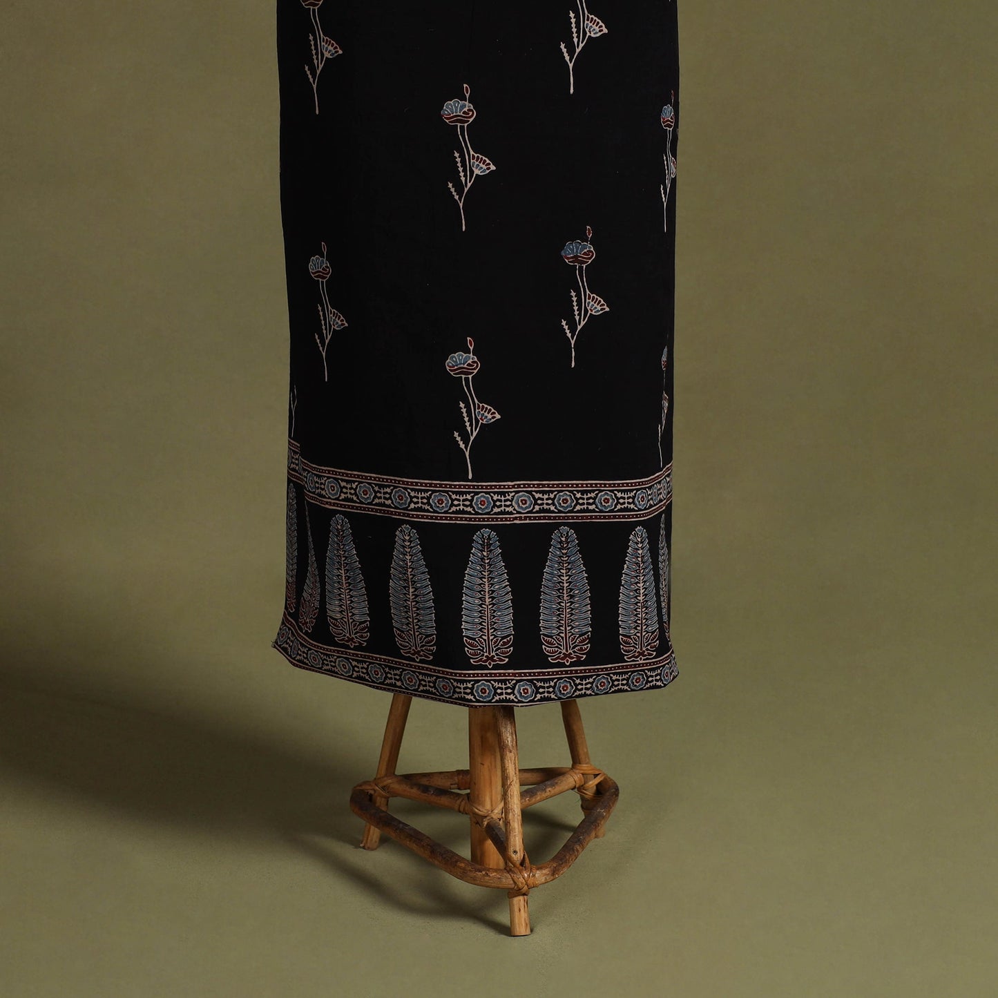 Black 2pc Natural Dyed Cotton Block Print Ajrakh Dress Material