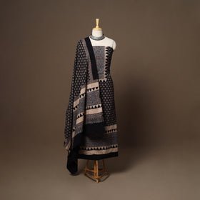 Black - 2pc natural dyed cotton unstitched dress material