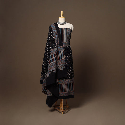 Black - 2pc natural dyed cotton unstitched dress material