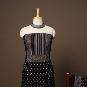 Black - 2pc natural dyed cotton unstitched dress material