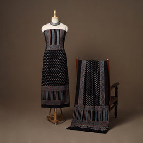 Black - 2pc natural dyed cotton unstitched dress material