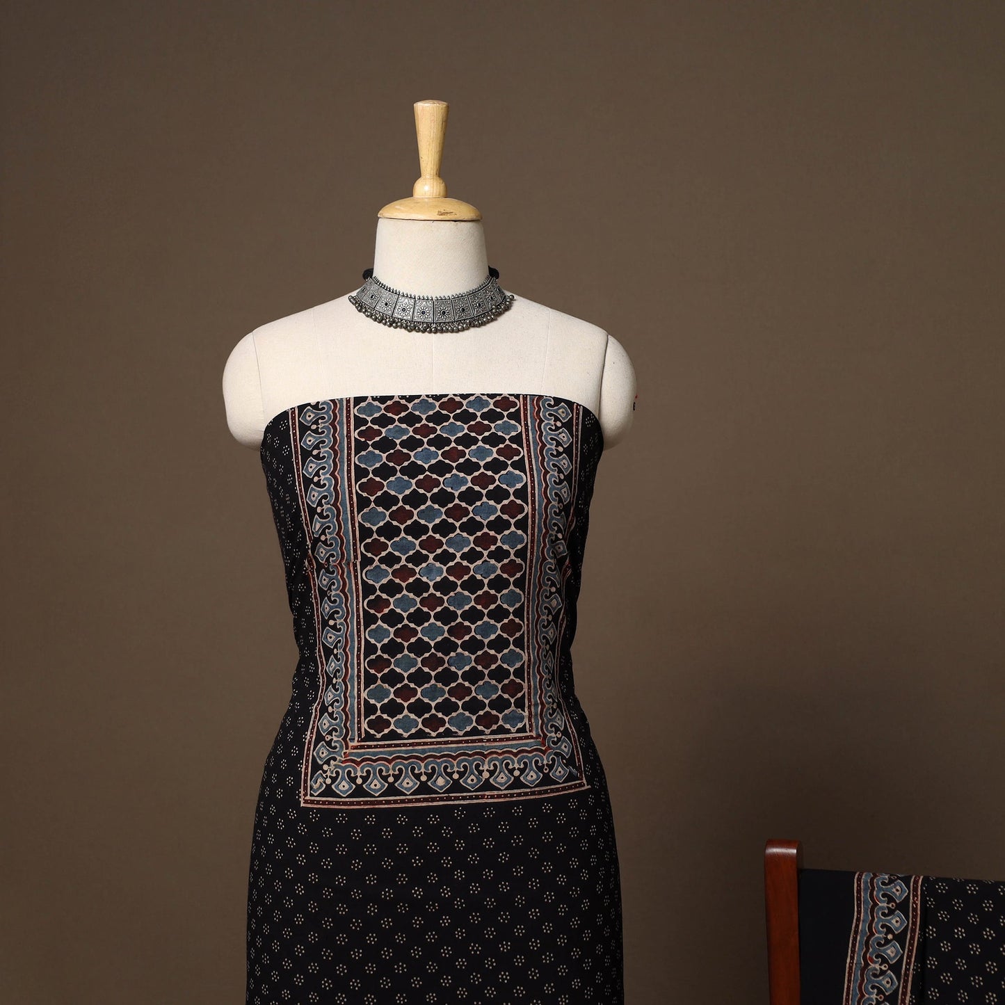 Black - 2pc natural dyed cotton unstitched dress material