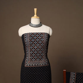 Black - 2pc natural dyed cotton unstitched dress material