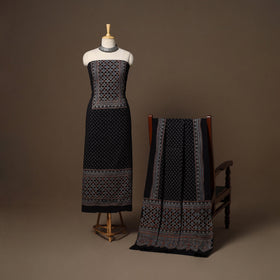 Black - 2pc natural dyed cotton unstitched dress material