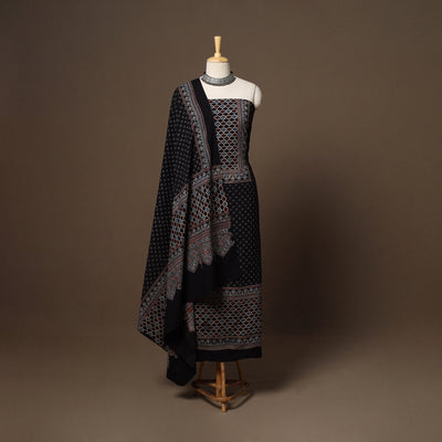 Black - 2pc natural dyed cotton unstitched dress material