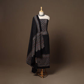 Black - 2pc natural dyed cotton unstitched dress material