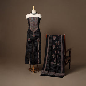 Black - 2pc natural dyed cotton unstitched dress material