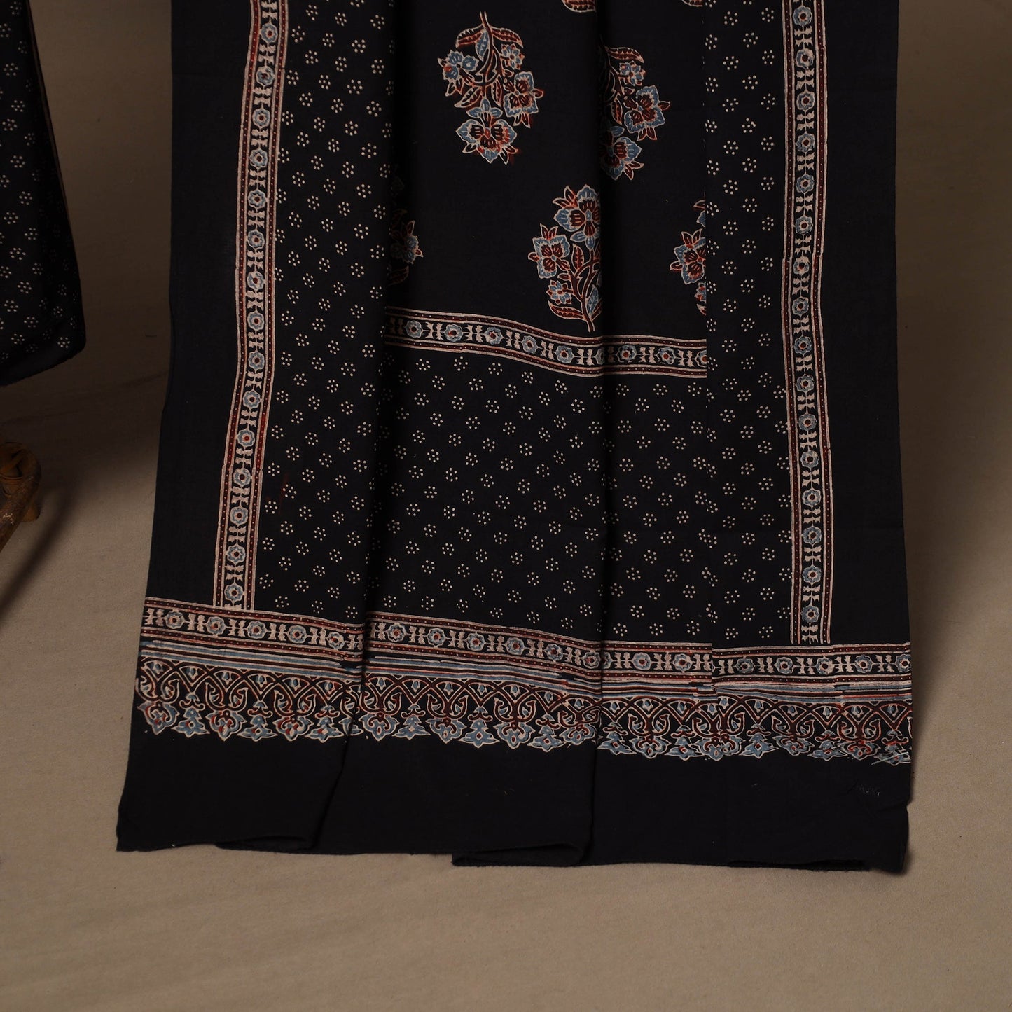 Black - 2pc natural dyed cotton unstitched dress material