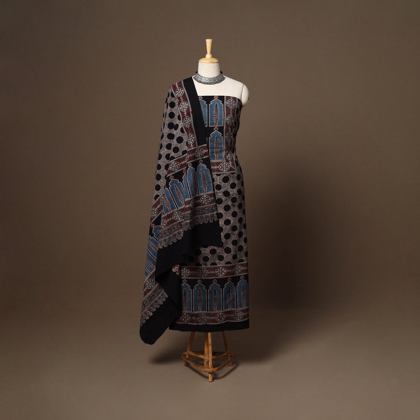 Black - 2pc natural dyed cotton unstitched dress material