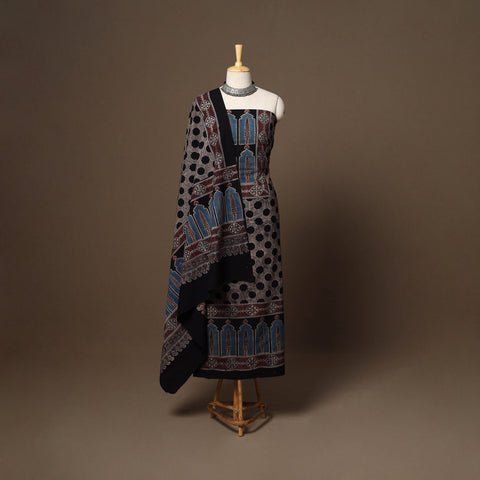 Black - 2pc natural dyed cotton unstitched dress material