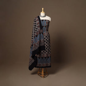 Black - 2pc natural dyed cotton unstitched dress material