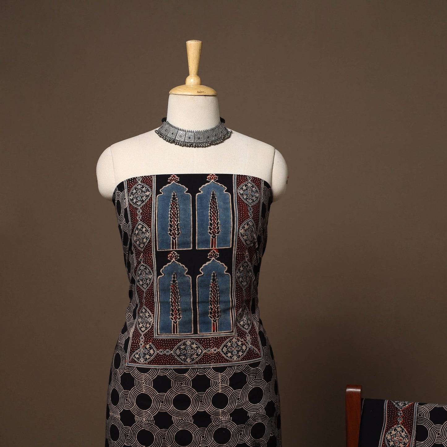 Black - 2pc natural dyed cotton unstitched dress material