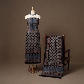 Black - 2pc natural dyed cotton unstitched dress material