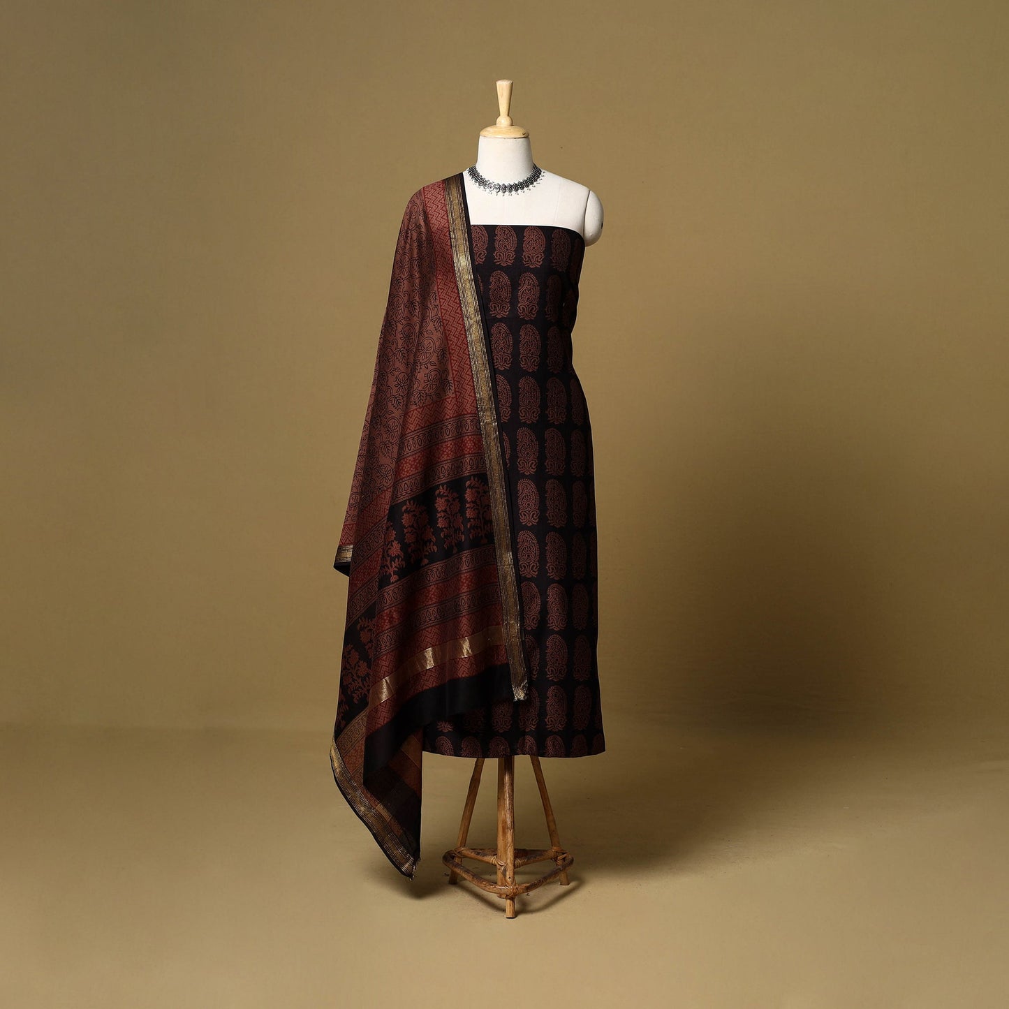 2pc natural dyed maheshwari silk unstitched bagh dress