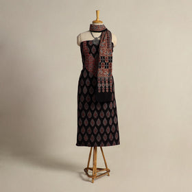 Buy Black 2pc Block Print Natural Dyed Ajrakh Dress Material