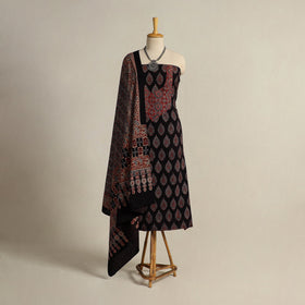 Buy Black 2pc Block Print Natural Dyed Ajrakh Dress Material