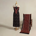  Black 2pc Block Print Natural Dyed Ajrakh Dress Material