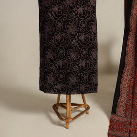  Black 2pc Block Print Natural Dyed Ajrakh Dress Material