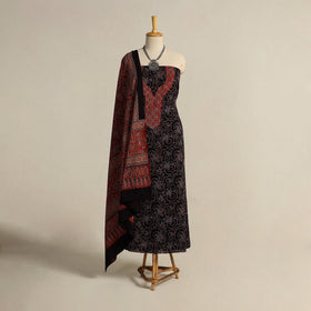  Black 2pc Block Print Natural Dyed Ajrakh Dress Material