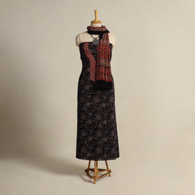  Black 2pc Block Print Natural Dyed Ajrakh Dress Material