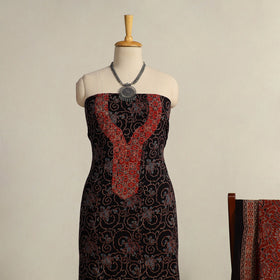  Black 2pc Block Print Natural Dyed Ajrakh Dress Material