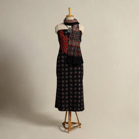  Black 2pc Block Print Natural Dyed Ajrakh Dress Material