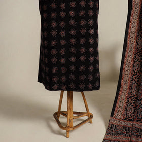  Black 2pc Block Print Natural Dyed Ajrakh Dress Material