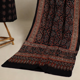 Black 2pc Block Print Natural Dyed Ajrakh Dress Material