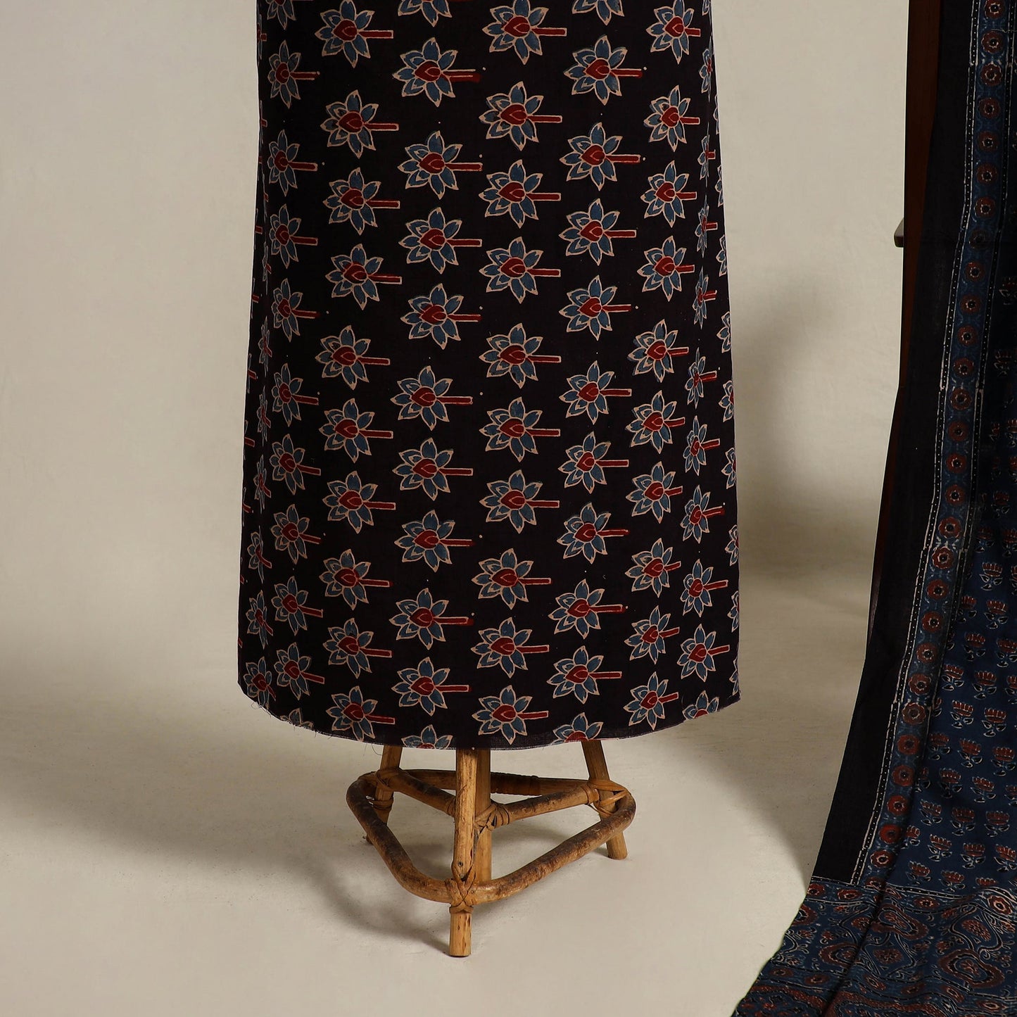  Black 2pc Block Print Natural Dyed Ajrakh Dress Material