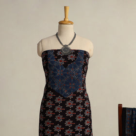  Black 2pc Block Print Natural Dyed Ajrakh Dress Material