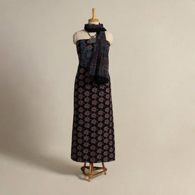  Black 2pc Block Print Natural Dyed Ajrakh Dress Material