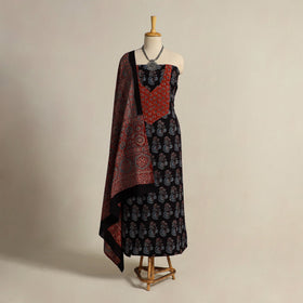  Black 2pc Block Print Natural Dyed Ajrakh Dress Material