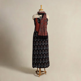  Black 2pc Block Print Natural Dyed Ajrakh Dress Material