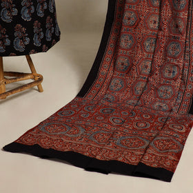 Black 2pc Block Print Natural Dyed Ajrakh Dress Material