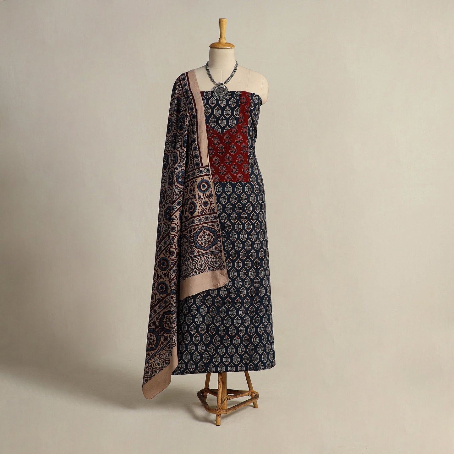 Buy 2pc Block Print Ajrakh Dress Material