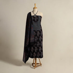  Black 2pc Block Print Natural Dyed Ajrakh Dress Material