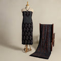  Black 2pc Block Print Natural Dyed Ajrakh Dress Material