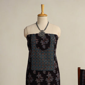  Black 2pc Block Print Natural Dyed Ajrakh Dress Material