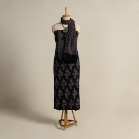  Black 2pc Block Print Natural Dyed Ajrakh Dress Material