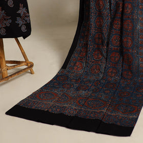  Black 2pc Block Print Natural Dyed Ajrakh Dress Material