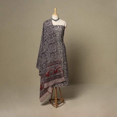 Black - 2pc pedana cotton unstitched kalamkari dress