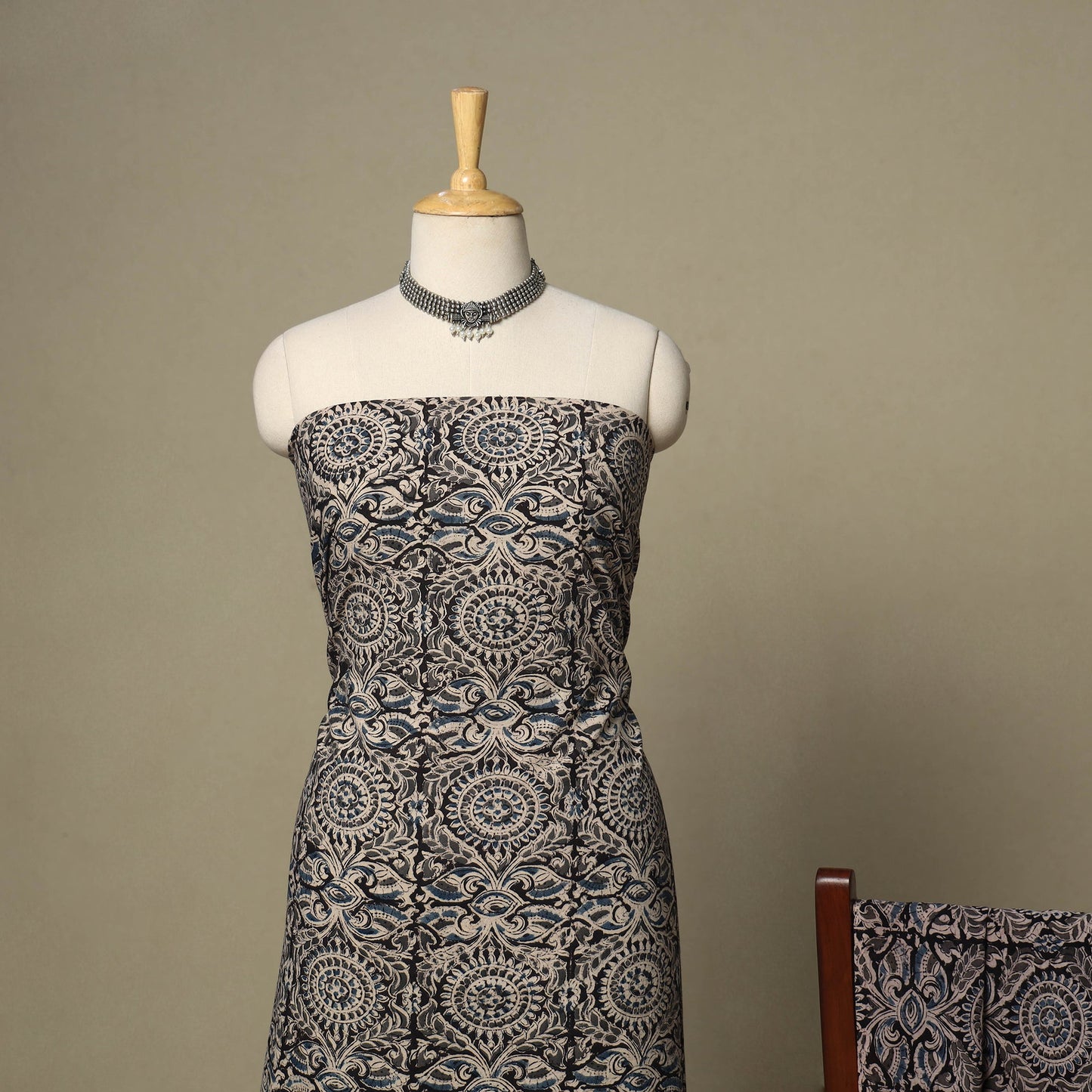 Black - 2pc pedana cotton unstitched kalamkari dress