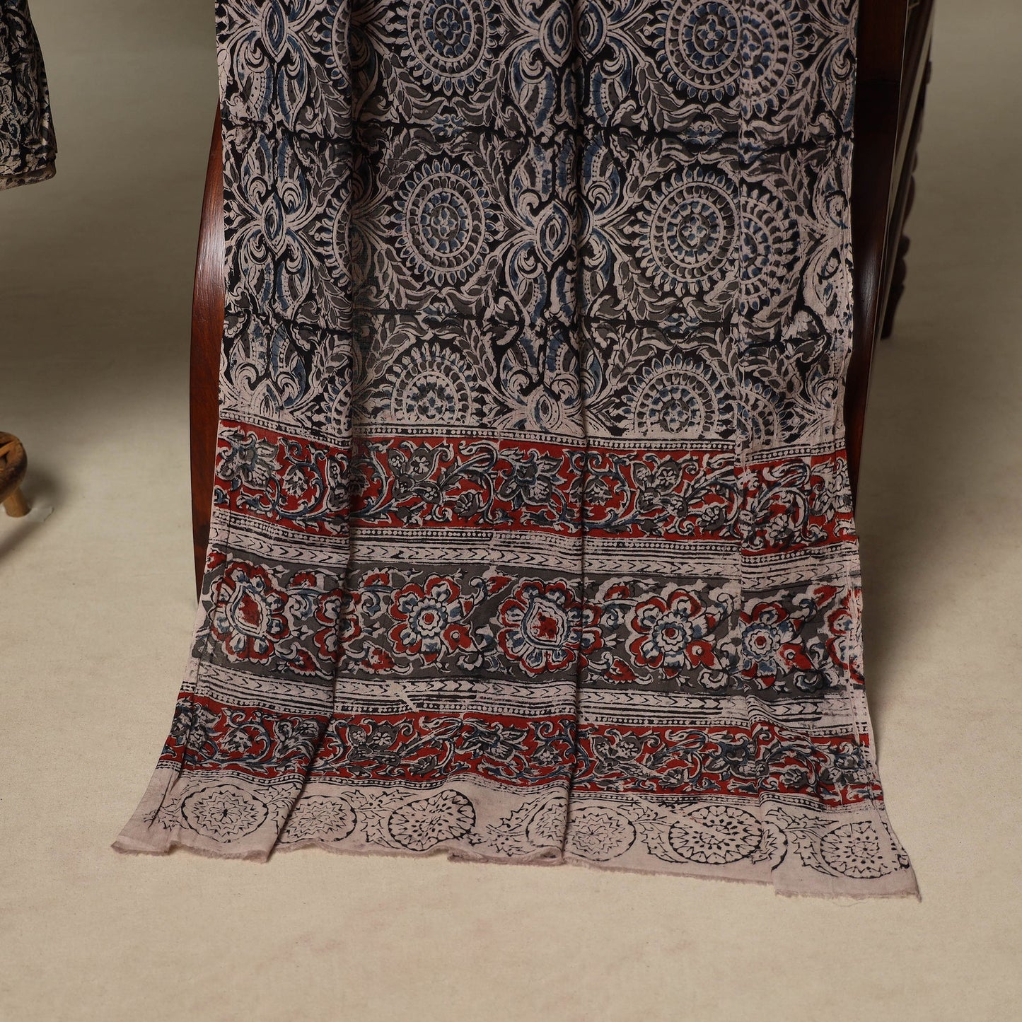 Black - 2pc pedana cotton unstitched kalamkari dress