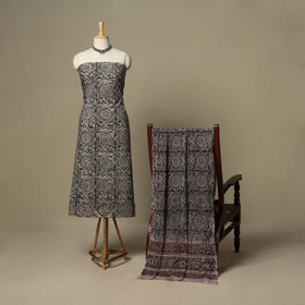 Black - 2pc pedana cotton unstitched kalamkari dress