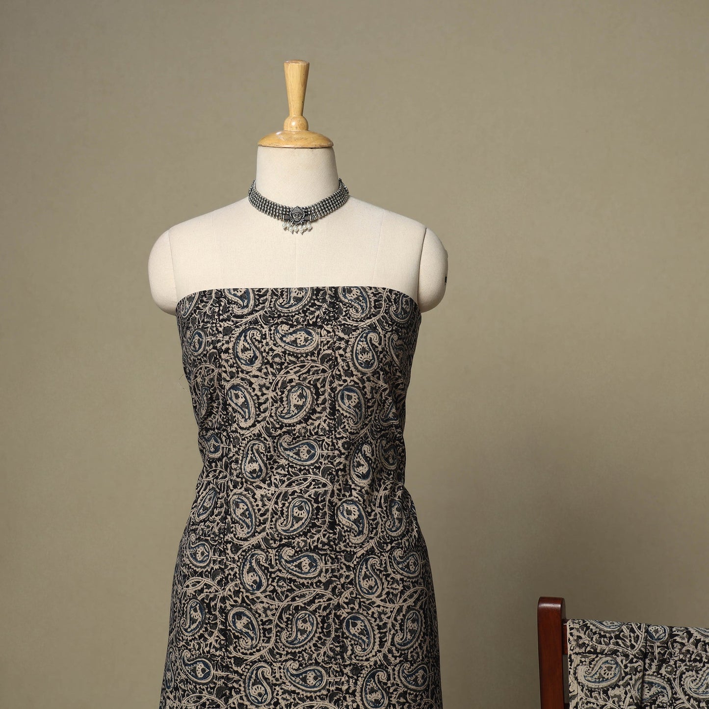 Black - 2pc pedana cotton unstitched kalamkari dress