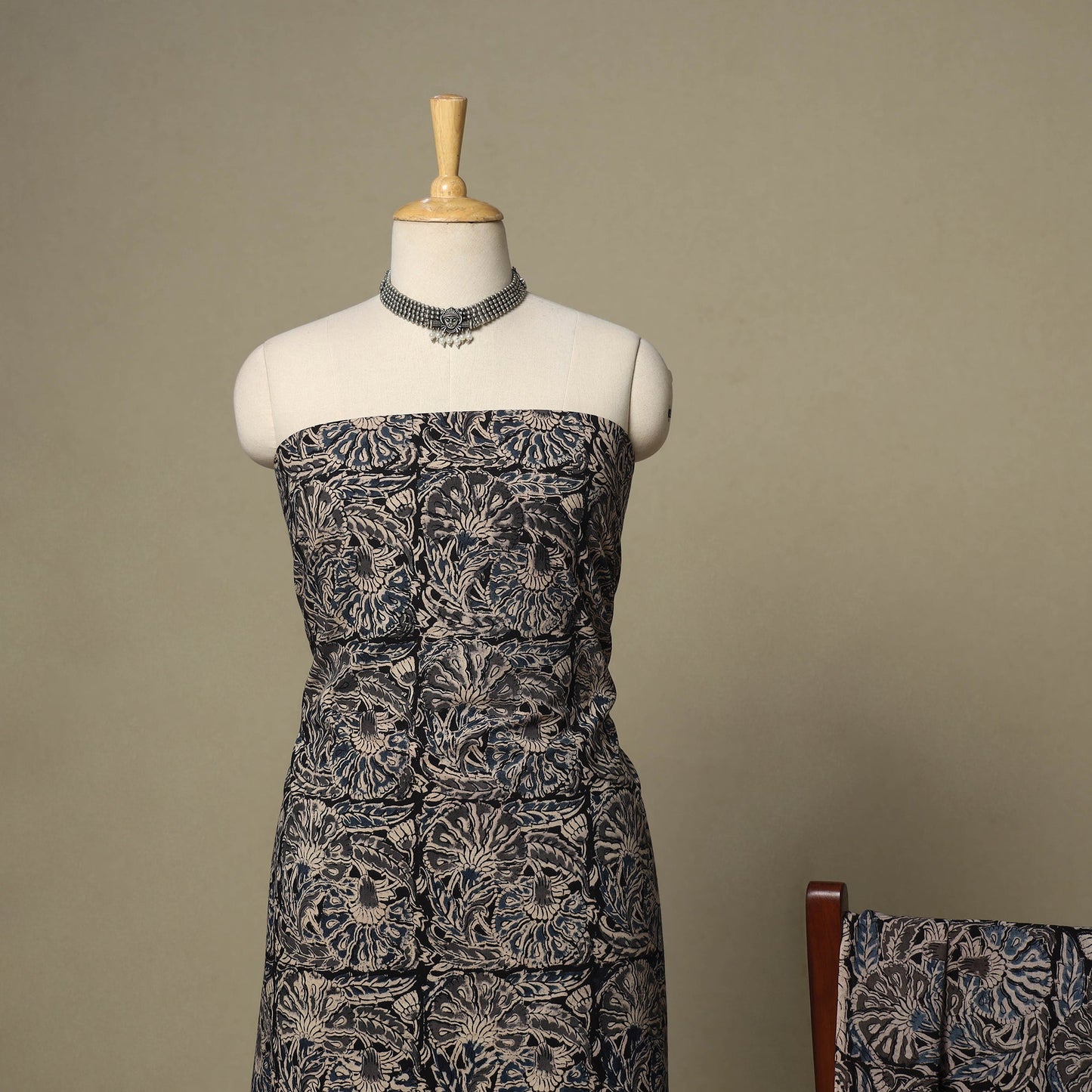 Black - 2pc pedana cotton unstitched kalamkari dress