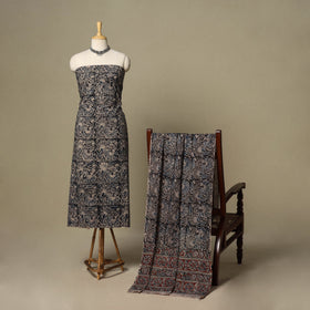 Black - 2pc pedana cotton unstitched kalamkari dress